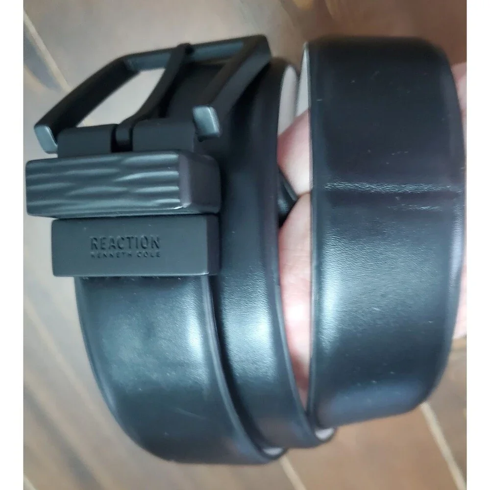 Kenneth Cole Reaction Belt Mens 38-40 L Black Faux Leather 1.25